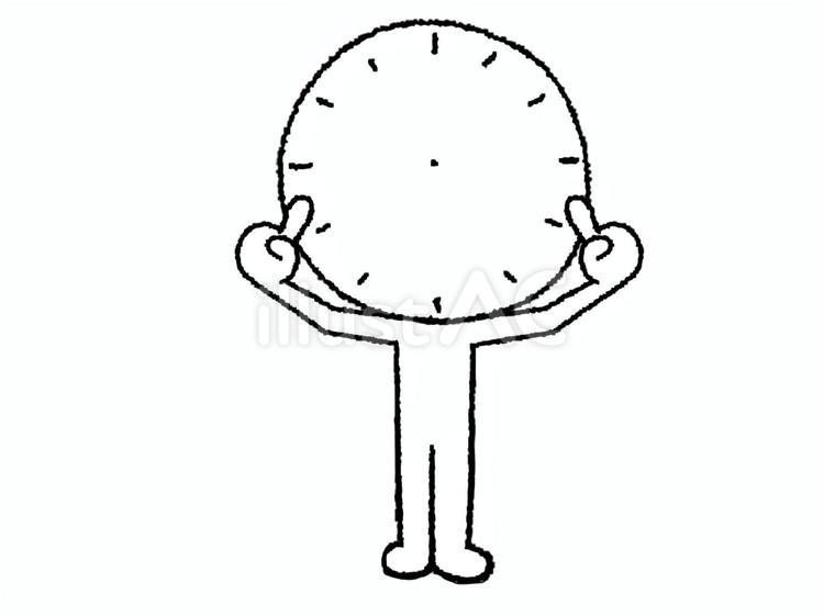 時計 シルエット,時計,指差しのイラスト素材