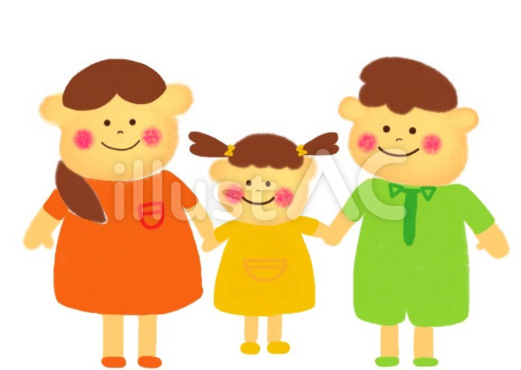 3人家族 お母さん,お父さん,母のイラスト素材