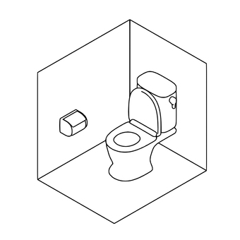 洋式トイレのアイソメトリック線画 トイレ,様式,便器,線画,モノクロ,立体,シンプル,アイソメトリックのイラスト素材