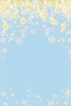 金の雪の結晶とオーナメントのポストカード