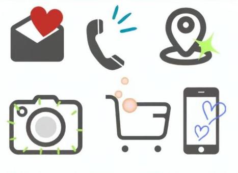 日常を彩るシンプルアイコンセット シンプル,アイコン,電話,メール,スマホ,カート,カメラ,シンプルアイコン,手紙,位置のイラスト素材