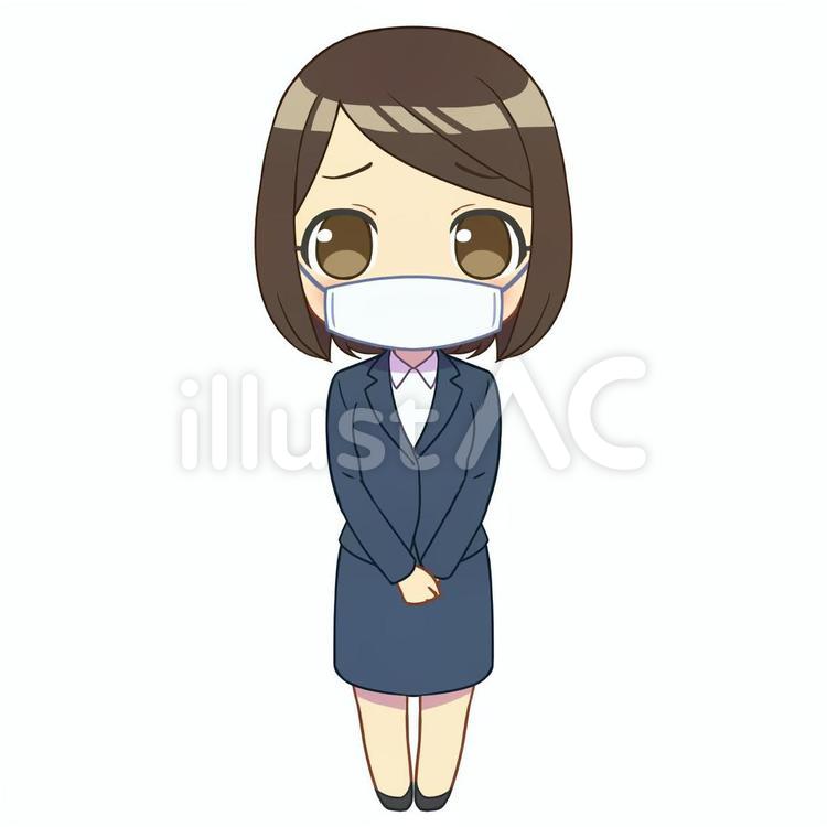 スーツの女性　マスク３ マスク,スーツ,困るのイラスト素材