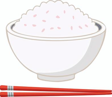 【白米】茶碗ノごはんとお箸 ご飯,お米,白米,お箸,食事のイラスト素材