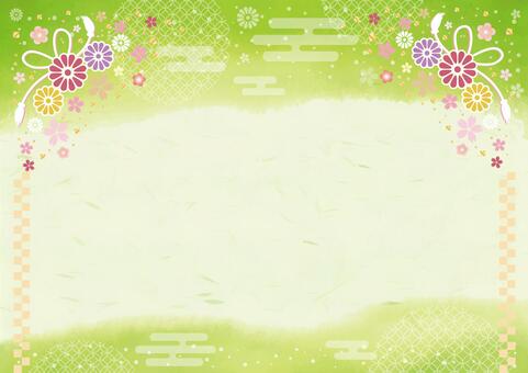 背景936 背景,和風,和柄,和紙,緑,かわいい,きれい,水彩風,七宝柄,飾りのイラスト素材