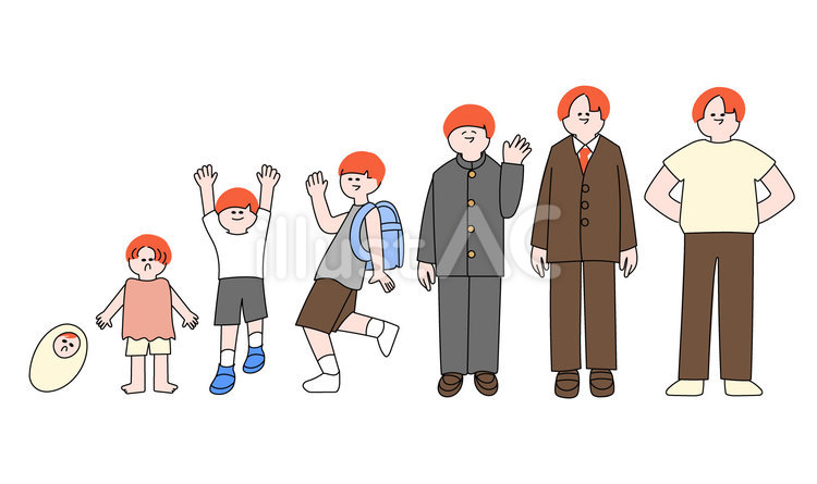男の子の成長イラスト 成長,成長過程,成長段階のイラスト素材