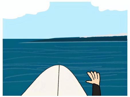 サーフィン サーフィン サーフィン,ボード,波,海,パドリング,pop調,手描き,素材,商用可,無料のイラスト素材