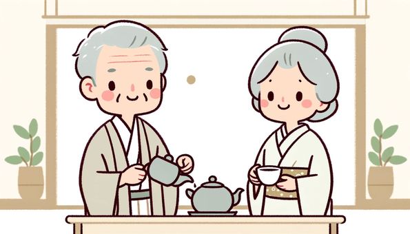 friendly elderly couple, , JPG