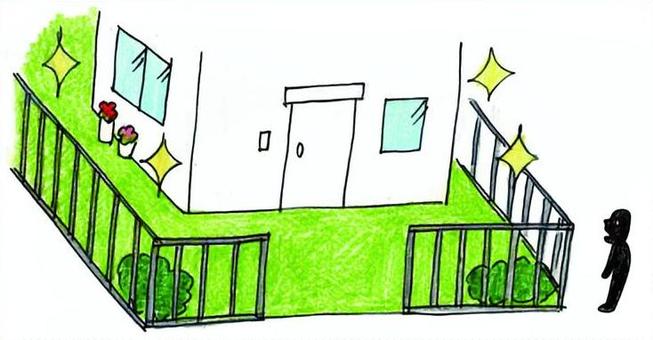 空き巣に狙われにくい家のイラスト 空き巣,空き巣被害,防犯,防犯イラスト,家,一軒家,手描きのイラスト素材