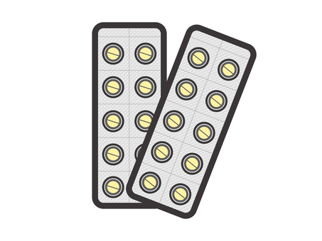 薬（錠剤・シート２枚）01-01 薬,錠剤,ブリスターパック,ptpシート,薬局,病院,病気,治療,アイコン,マークのイラスト素材