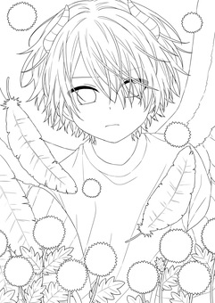 線画/男の子 線画,塗り絵,男の子,人物,キャラクター,萌え系,かっこいい,かわいい,透過のイラスト素材