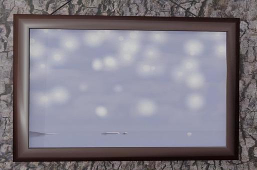冬の海 冬,雪,海,額入り,白い雪のイラスト素材