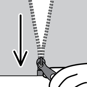 チャック上げ下げ 手順 チャック,チャック下げ,操作,着替え,動作,身支度,生活動作,手元,手順のイラスト素材