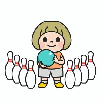 ボーリング大会でストライクを狙うこども2 ボーリング大会でストライクを狙うこども2 ボーリング,ボウリング,ボーリング場,遊び,大会,ストライク,ピン,ボール,球,ゲームのイラスト素材