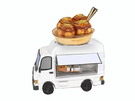 たこ焼きテイクアウト移動販売キッチンカー たこ焼き,屋台,キッチンカー,テイクアウト,移動販売,文字合成,販促,チラシ,持ち帰り,foodtruckのイラスト素材