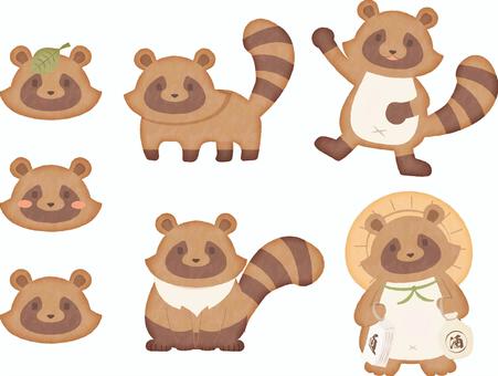 タヌキのイラスト手描き風 たぬき,キャラクター,動物,かわいい,シンプル,フラット,森,日本,ほのぼの,癒し系のイラスト素材