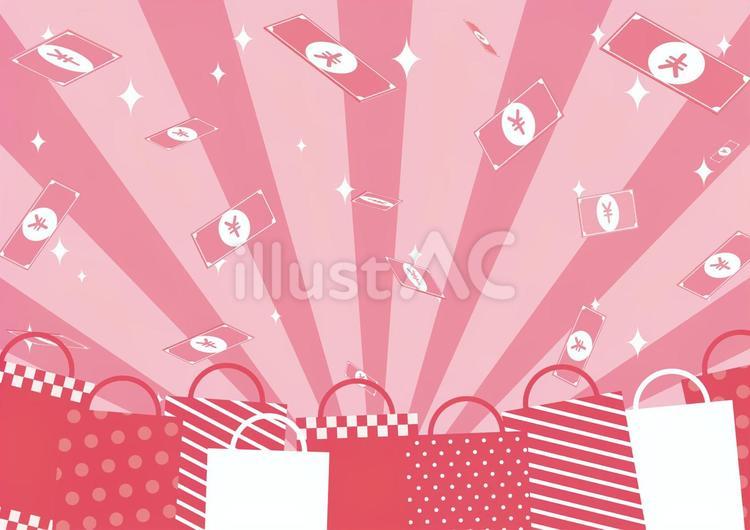 ピンク色の紙袋とセールのイメージ素材 紙袋,セール,キャンペーンのイラスト素材
