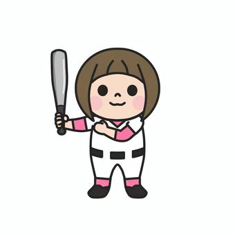 野球のバットを持ってポーズをとる女の子1 野球,バット,ユニフォーム,試合,練習,スポーツ,チーム,打者,バッティング,学校のイラスト素材