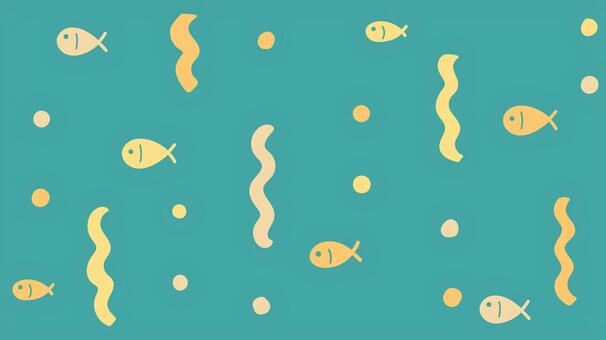 動画配信用の背景69　海の中の魚たち かわいい,海,動画,配信,背景,フレーム,16:9,魚,シンプル,おしゃれのイラスト素材