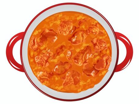 バターチキンカレー（鍋）2 バターチキンカレー,カレー,洋食,料理,食べ物,鶏肉,鍋のイラスト素材
