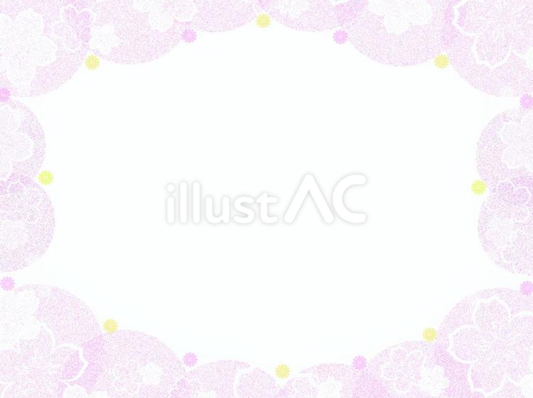 ピンクの水玉と桜 桜,新春,フレームのイラスト素材