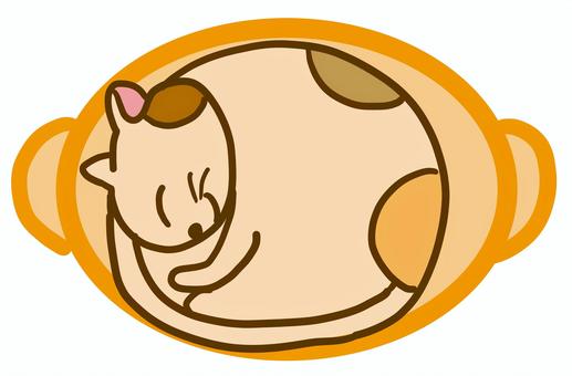 ねこ鍋 ねこ鍋,ネコ,丸くなる,まん丸,寝る,すやすや,可愛い,手書き,鍋,入るのイラスト素材