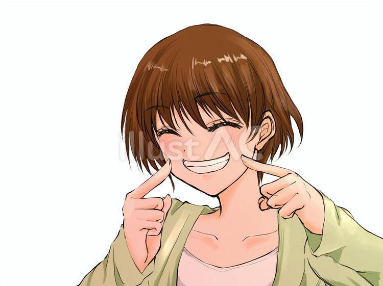 口角あげてにっこり笑顔 女性,笑顔,バストアップのイラスト素材