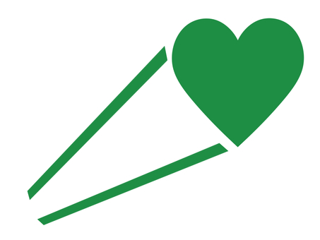 Illustration of a flying heart mark (green), , JPG and PNG