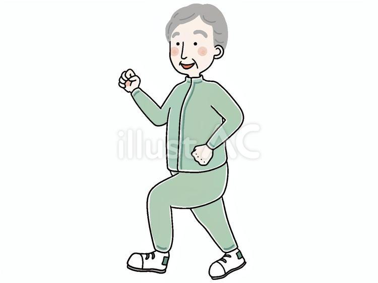 ウォーキングするシニア男性 ウォーキング,高齢者,歩くのイラスト素材