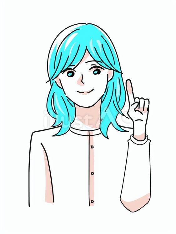 人差し指を立てる女性 人物,人差し指,微笑むのイラスト素材