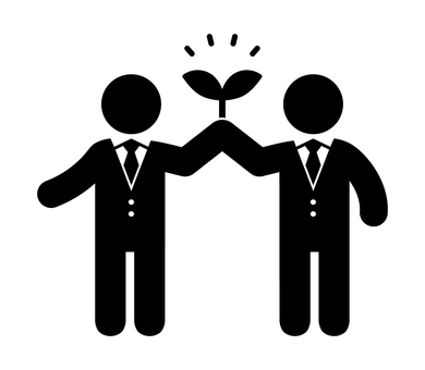 二人のネクタイの人物と芽生え 人物,芽生え,成長,成果,ビジネス,アイコン,ネクタイ,スーツ,社会人,会社員のイラスト素材