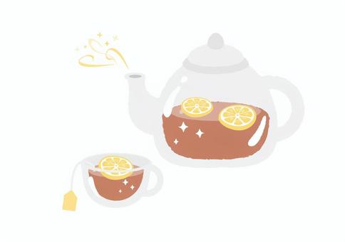 かわいいレモンティーのイラスト かわいいレモンティーのイラスト レモンティー,紅茶,飲み物,ドリンク,かわいい,ティーポット,ティーカップ,ティータイム,レモン,フルーツのイラスト素材