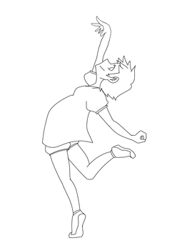 踊る女の子 踊る女の子 ダンス,女の子,短髪,塗り絵,ポーズのイラスト素材
