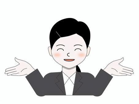 笑顔で歓迎するスーツ姿の若者 人物,若い,若者,スマイル,笑顔,にっこり,にこにこ,にこやか,明るい,優しそうのイラスト素材