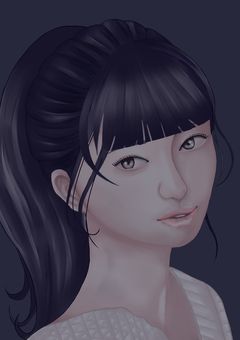 女性イラスト 女性イラスト 女性,人物,顔,暗い,黒髪のイラスト素材