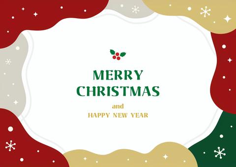 クリスマスのシンプルなフレーム クリスマス,背景,フレーム,雪,雪の結晶,キラキラ,シンプル,流体シェイプ,幾何学,スタイリッシュのイラスト素材