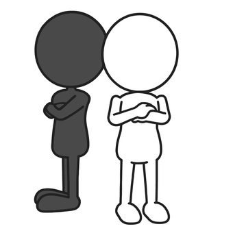 喧嘩する二人 対立,不和,人間関係,感情,緊張,無視,意地,対面,心理,喧嘩のイラスト素材