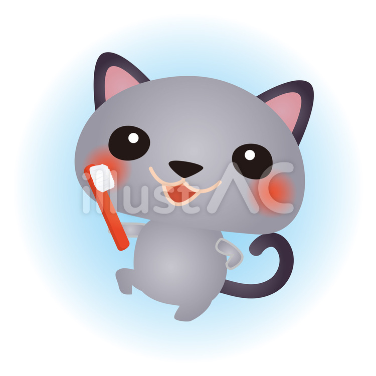 cat089 猫,歯みがき,歯ブラシのイラスト素材