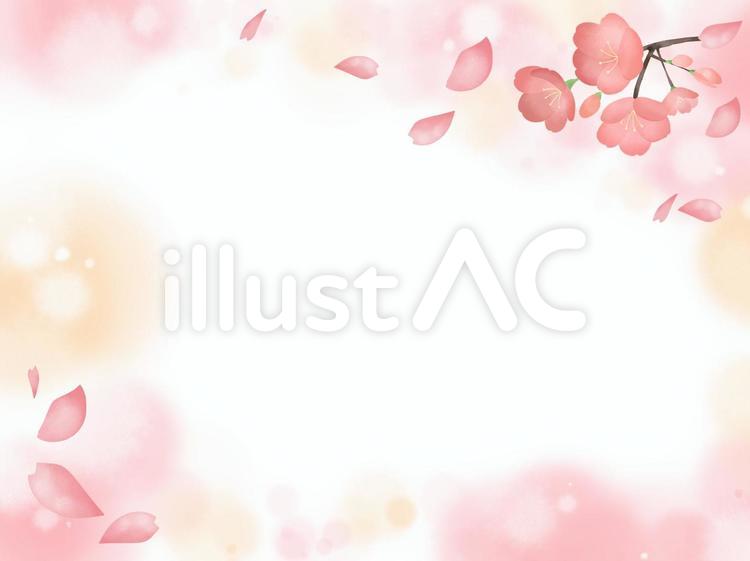 桜散るフレーム　水彩3 桜,フレーム,背景のイラスト素材