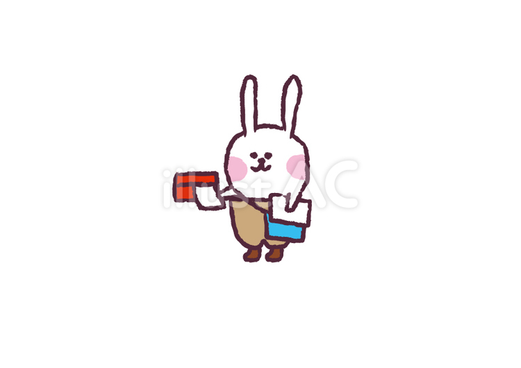 ポスティングしてるウサギ 兎,うさぎ,動物のイラスト素材