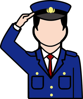 警察官敬礼　 警察官,敬礼,公務,パトロール,男性,抽象的,線画のイラスト素材