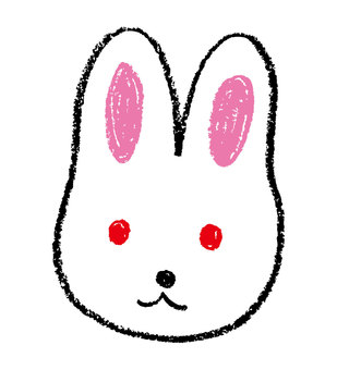 クレヨン＿動物_ウサギ ウサギ,クレヨン,落書き,お絵描き,手描き,絵,動物,かわいいのイラスト素材