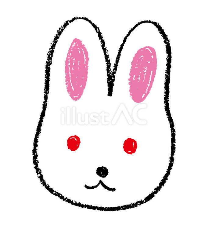 クレヨン＿動物_ウサギ ウサギ,クレヨン,落書きのイラスト素材