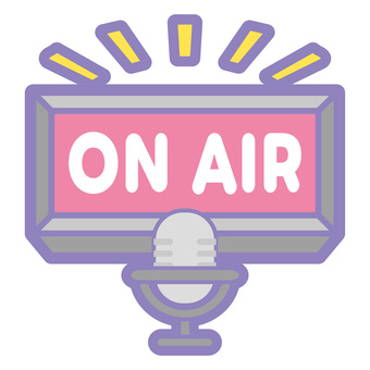 パステルカラーかわいいイラスト放送 オンエアー,マイク,シンプル,アイコン,学校,放送部,フラットデザイン風,ピクトグラム風,ベクター,アウトラインのイラスト素材