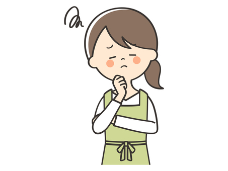 悩むエプロンの女性 困る,悩む,考える,疲れる,主婦,女性,エプロン,母,お母さん,家政婦のイラスト素材