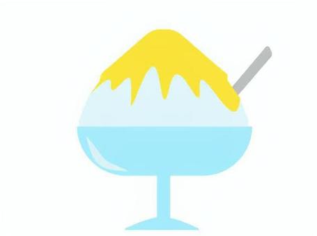 レモン味のかき氷 かき氷屋,かき氷,氷,レモン,甘い,食べ物,シロップ,黄色,夏休み,夏のイラスト素材