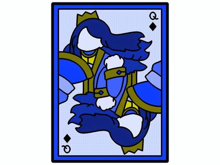 ダイヤのクイーンのトランプアイコン『青』 クイーン,トランプ,ダイヤ,マーク,文字,アルファベット,モチーフ,カラー,カード,ゲームのイラスト素材