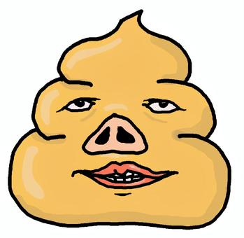 豚顔のうんこ 豚,肌色,うんこ,顔,手描き,シュールのイラスト素材