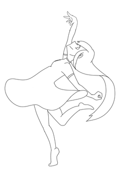 踊る女の子 踊る女の子 ダンス,女の子,長髪,塗り絵,スカートのイラスト素材