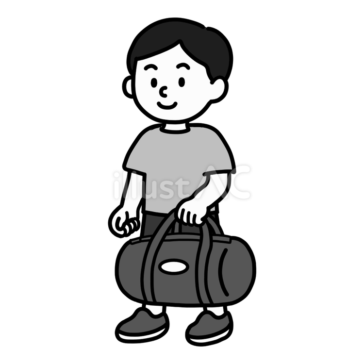 旅行バッグを持つ男の子 旅行,修学旅行,移動教室のイラスト素材