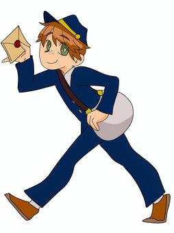 手紙を運ぶ男の子 手紙を運ぶ男の子 郵便屋さん,配達,男の子,制服,カラーのイラスト素材
